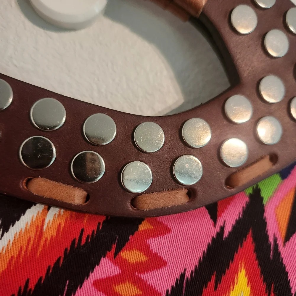 Cynthia Vincent Vibrant Patterned Clutch Handle Bag with Studs - Picture 5 of 12